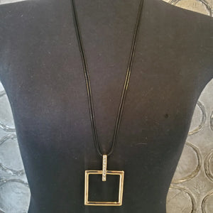 Long Square Rhinestone Necklace (Only Gold Left!)