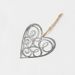 Swirly Metal Heart Ornament