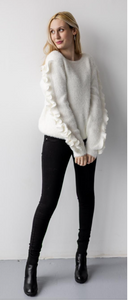Ruffle Sleeve Ribbed Sweater (2 Colours)