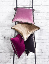 Load image into Gallery viewer, Velvet Pillow with Fringe (Only 3 Colours Left!)
