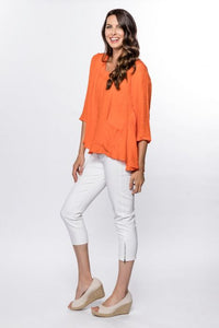 Red Coral Linen-Like Square Neck Top (Only 1 White L Left!)
