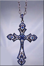 Load image into Gallery viewer, Dramatic Long Rhinestone Cross Necklace
