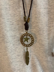 Star & Feather Long Necklace