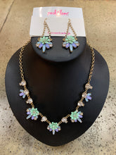 Load image into Gallery viewer, Floral Rhinestone Necklace &amp; Earrings Set
