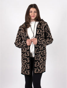 Hooded Leopard Print Cardigan (One Size)
