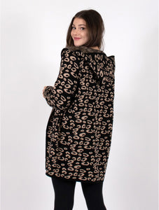Hooded Leopard Print Cardigan (One Size)