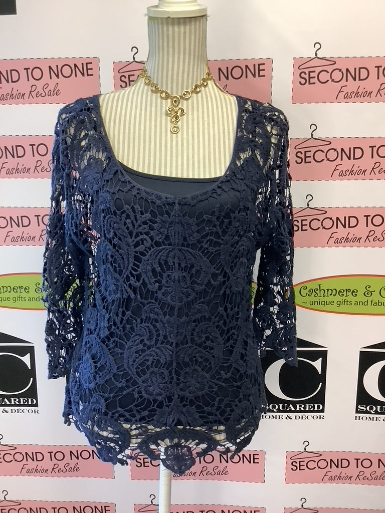 Navy Lace Top (Size M)