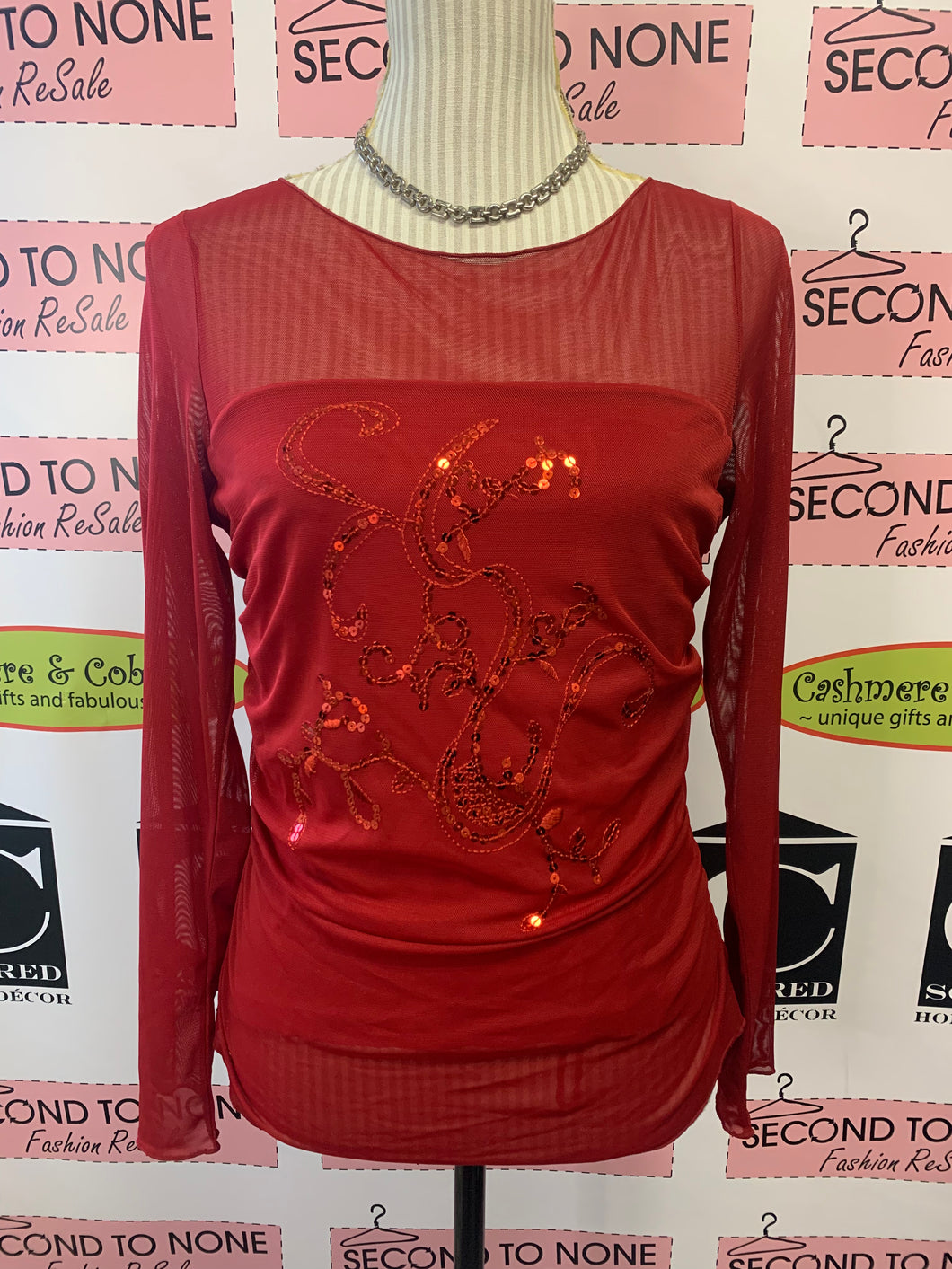 Sheer Sequin Long Sleeve (Size S)