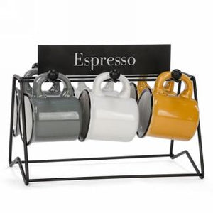 Espresso Cups Set With Rack (AS-IS) (Missing 1 Cup)