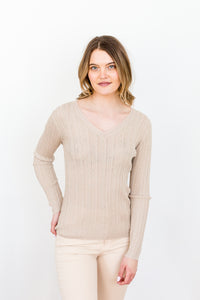 Glittery V-Neck Sweater (Only 1 L Left!)