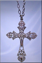 Load image into Gallery viewer, Dramatic Long Rhinestone Cross Necklace
