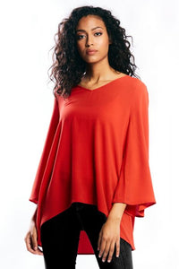 Red Coral Flared Sleeve Top