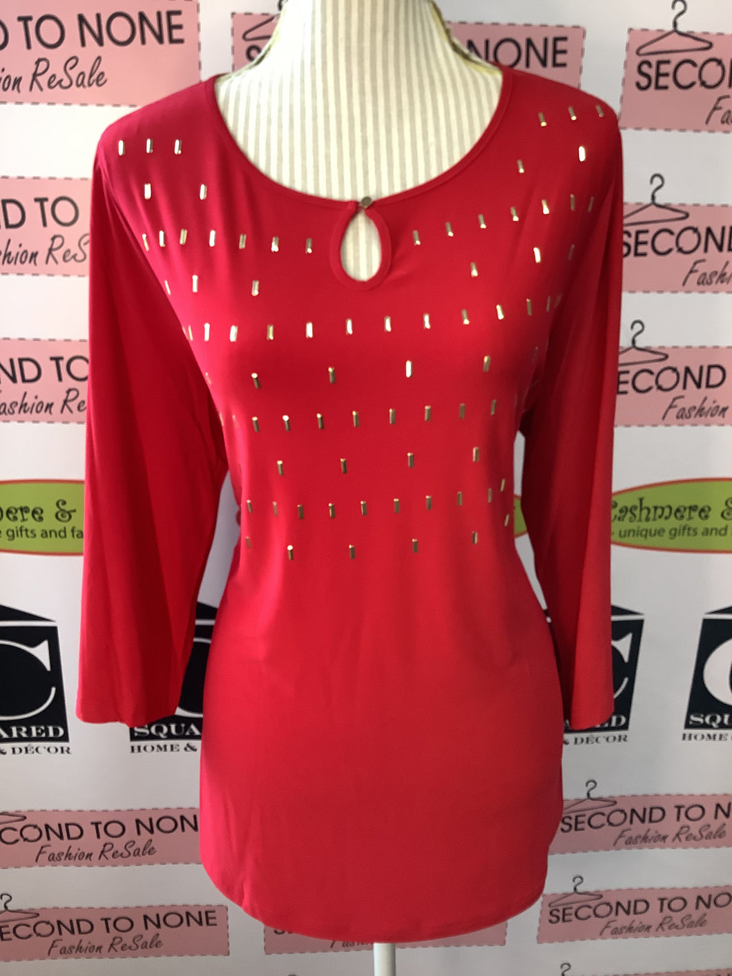 Embellished Keyhole Blouse (Only 2 Red Left!)