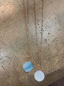 Marble Long Gold Necklace (Only 1 Teal Left!)