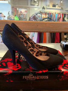 Fergalicious Linen-Like Black Heel (Size 9.5)