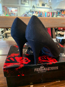 Fergalicious Linen-Like Black Heel (Size 9.5)