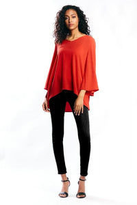 Red Coral Flared Sleeve Top