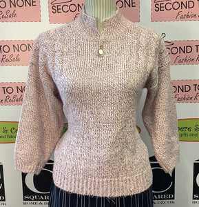 Pink Split Mock Neck Sweater (Size L)