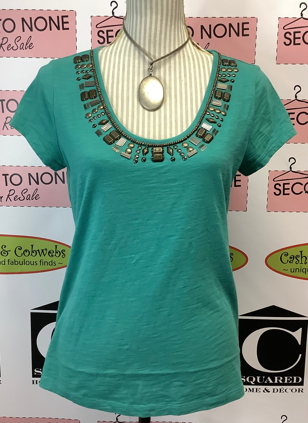 Bronze Studded Teal Top (Size S)