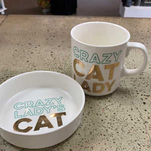 Cat Dish & Matching Mug Set (2 Styles)