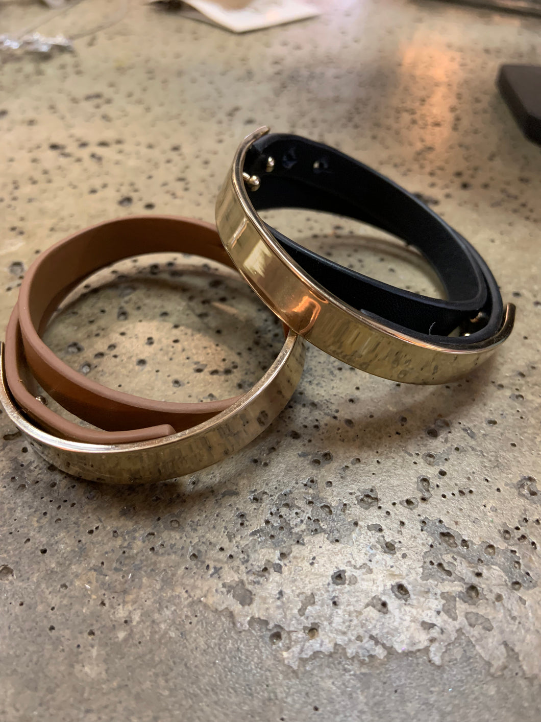 Gold & Faux Leather Wrap Bracelet (2 Colours)