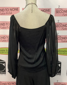 Zara Black Sheer Sleeve Top (Size XS)