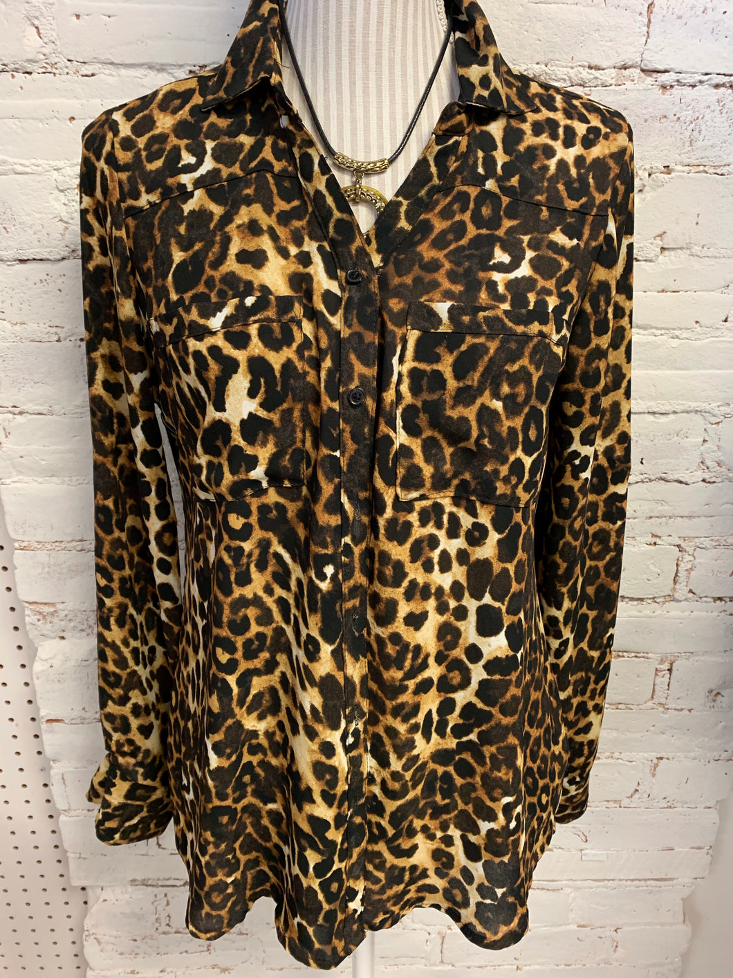 Leopard Print Blouse (Size S)