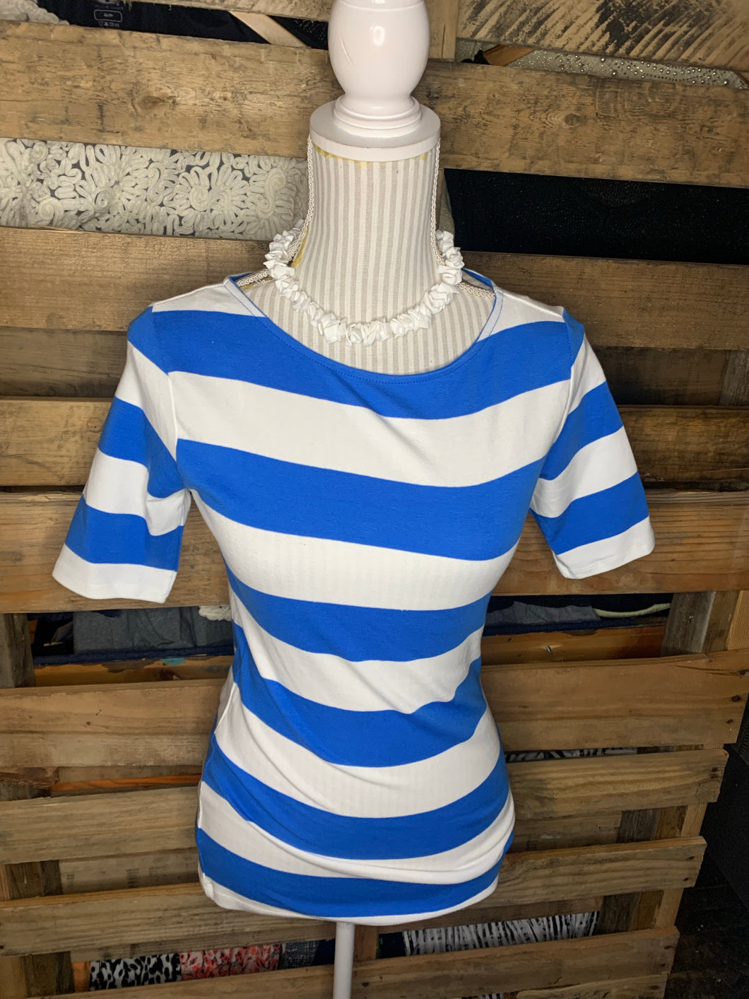 Blue Striped Top (Size S)