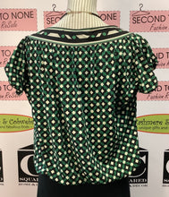 Load image into Gallery viewer, Black, Green &amp; White Print Top (Size XS/S)
