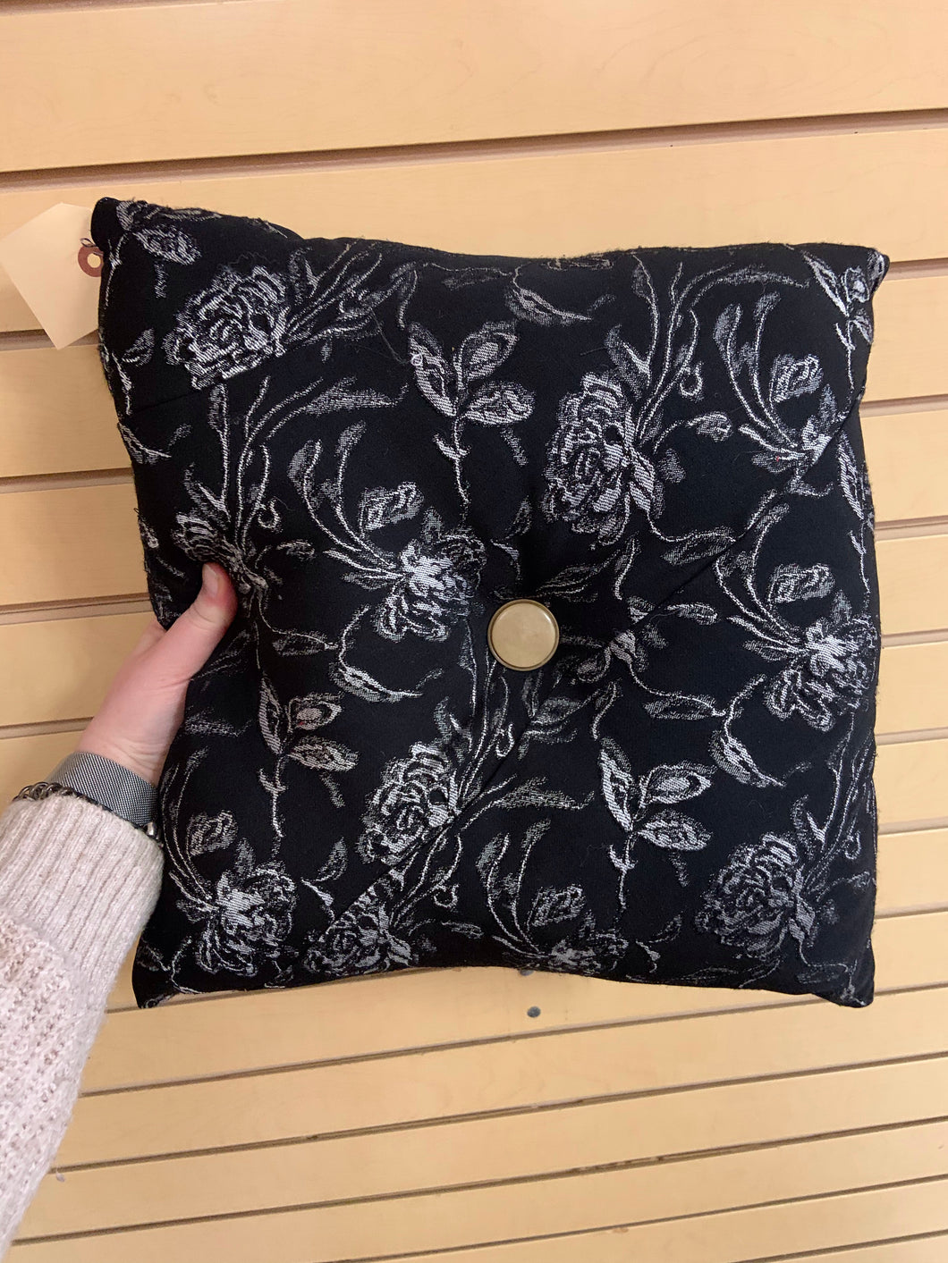 Black Floral Pillow