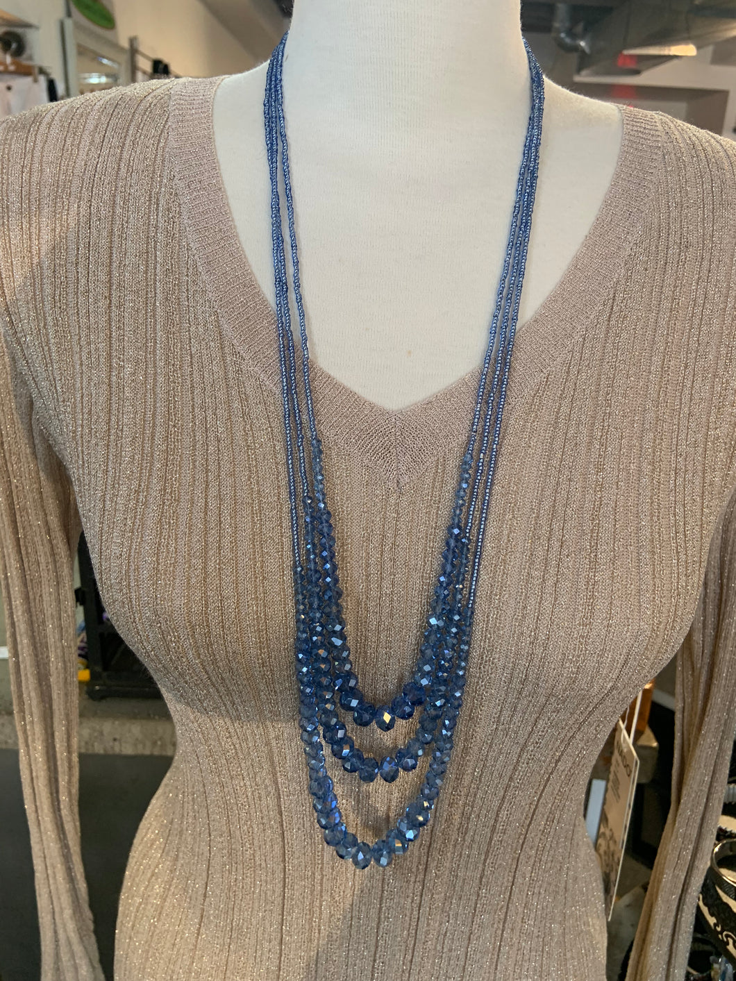 Blue Bead Multi-Strand Necklace (Only 1 Left!)