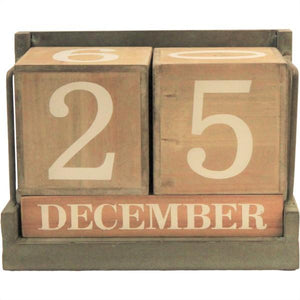 Calendario de escritorio de madera y metal