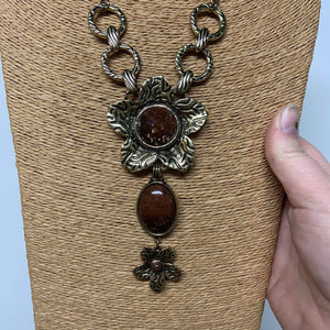 Gold & Brown Flower Necklace (Only 1 Left!)