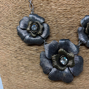 Silver & Gold Flower Trio Necklace (Only 1 Left!)